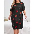 Damen kleid Sommer Cartoon Druck o Hals Kurzarm Kleid Mode Vintage lässig übergroße weibliche Kleidung niedlichen lustigen Kleid