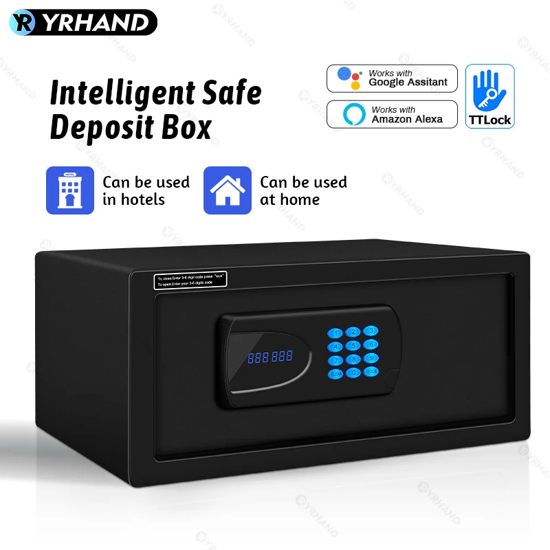Yrhand Cashbox ttlock App Hotelzimmer Safe elektronisches digitales Schloss gute Qualität Hotel Safe Box Arbeit mit Google home und Aleax Image