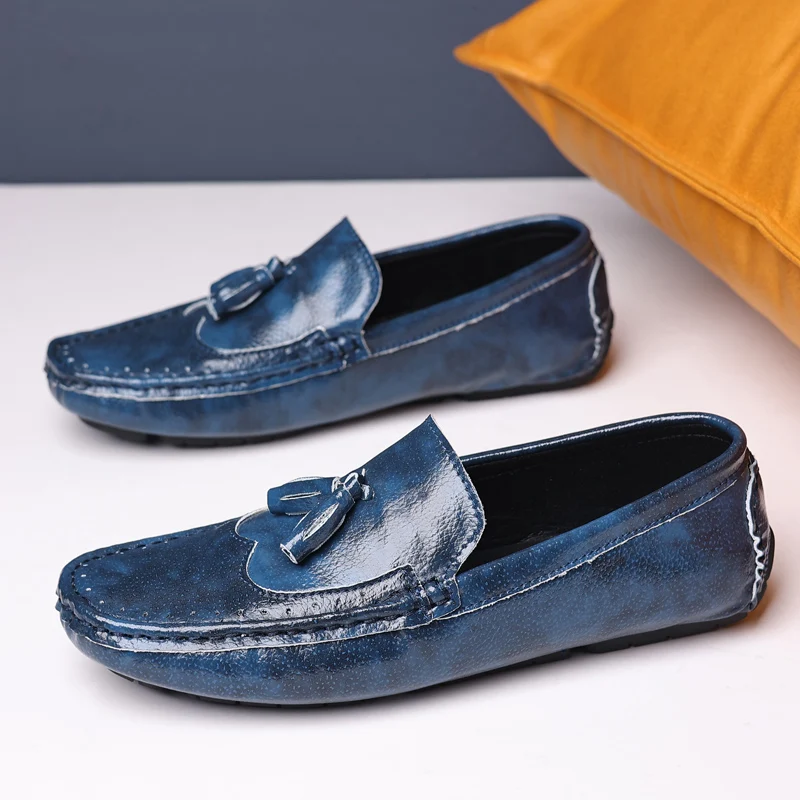 Maedef Herren Slipper Schuhe bequeme Slip-On Mokassins Schuhe männliche Marke braune Leder Boots schuhe lässig flachen Schuh für Männer