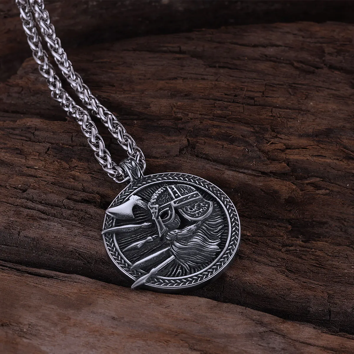 Retro skandinavische helmige Krieger Waffe Speer Halskette Nordic Viking Männer nie verblassen Anhänger Schmuck Geschenk Image