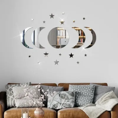 20 Stück Acryl Stern Mond Form Wand aufkleber Linsen für Wand dekoration in Wohnzimmer, Schlafzimmer und andere Orte Dekoration Image