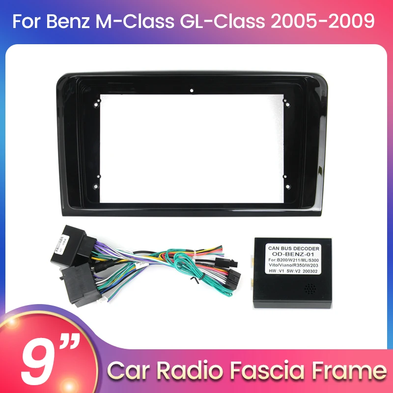 Für Mercedes-Benz ml W164 2012-2015 Armaturen brett 9 Zoll Autoradio Faszien Installation Trim Kit Rahmen Stereo GPS Player Lünette Panel Image