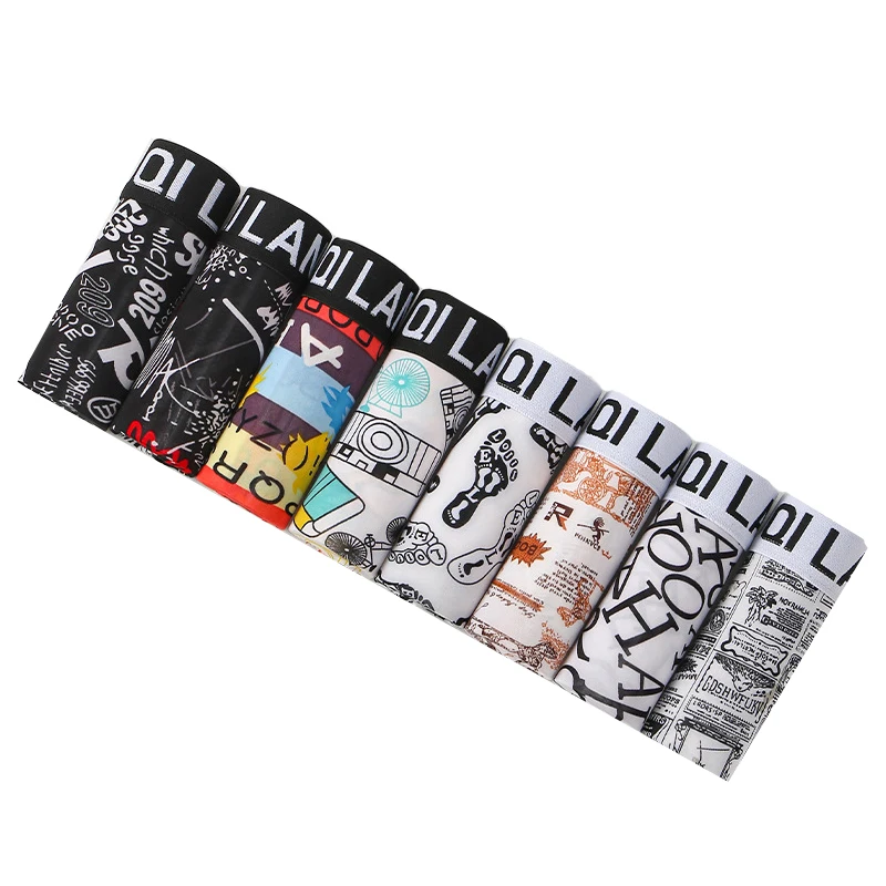 8 teile/satz Herren Unterwäsche Eis Seide vier Ecken Shorts Jugend Mid Rise atmungsaktive Männer Unterhosen neuen Stil Mode Männer Boxer Image