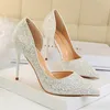Plus Größe 34-43 Frauen 9,5 cm High Heels Stripper Gold Silber Bling Scarpins Pumps Dame Stiletto Hochzeit Braut Party Fetisch Schuhe
