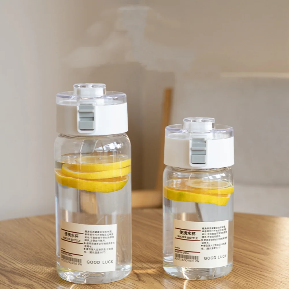 550/700 ml Wasserflasche mit Zeitskala, tragbar, transparent, Kawaii-Wasserflasche, Sport-Wasserbecher, Kunststoff, praktischer Becher Image