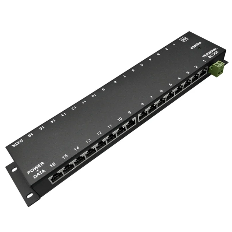 16 Port 1000 Mbit/s Sicherheit Power over Ethernet Passiver POE-Injektor 48 V PoE-Patchpanel für 16 IP-Kameras Wireless AP Bridge Image