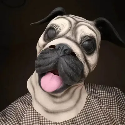 Mops Hund Tier Gummi Gesichts maske Tier maske Wildhund Overhead Latex Zoo Phantasie Party Maskerade Film Cosplay Requisite Image