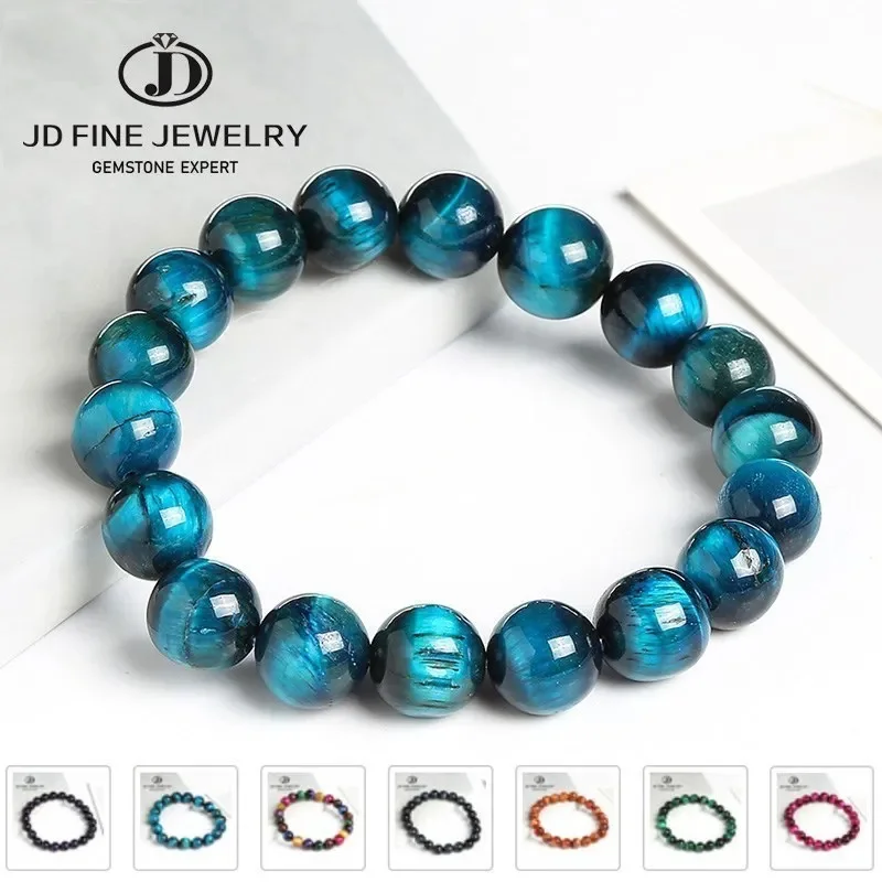 JD Hohe Qualität Blau Tiger Auge Buddha Armbänder Frauen Männer Naturstein Runde Perlen Handgemachte Yoga Armreifen Casual Schmuck Pulsera