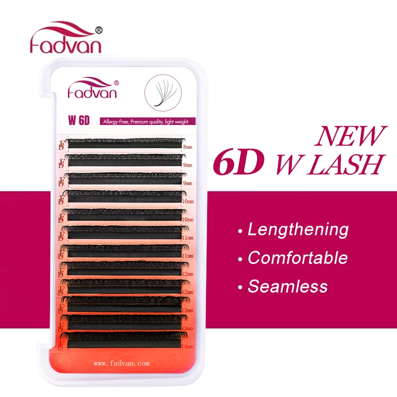 FADVAN Neue 6D-W-förmige C/D-Locken-Wimpernverlängerung, 0,07 mm, weiche, natürliche, professionelle gefälschte Wimpern, hochwertige künstliche Nerzwimpern Image
