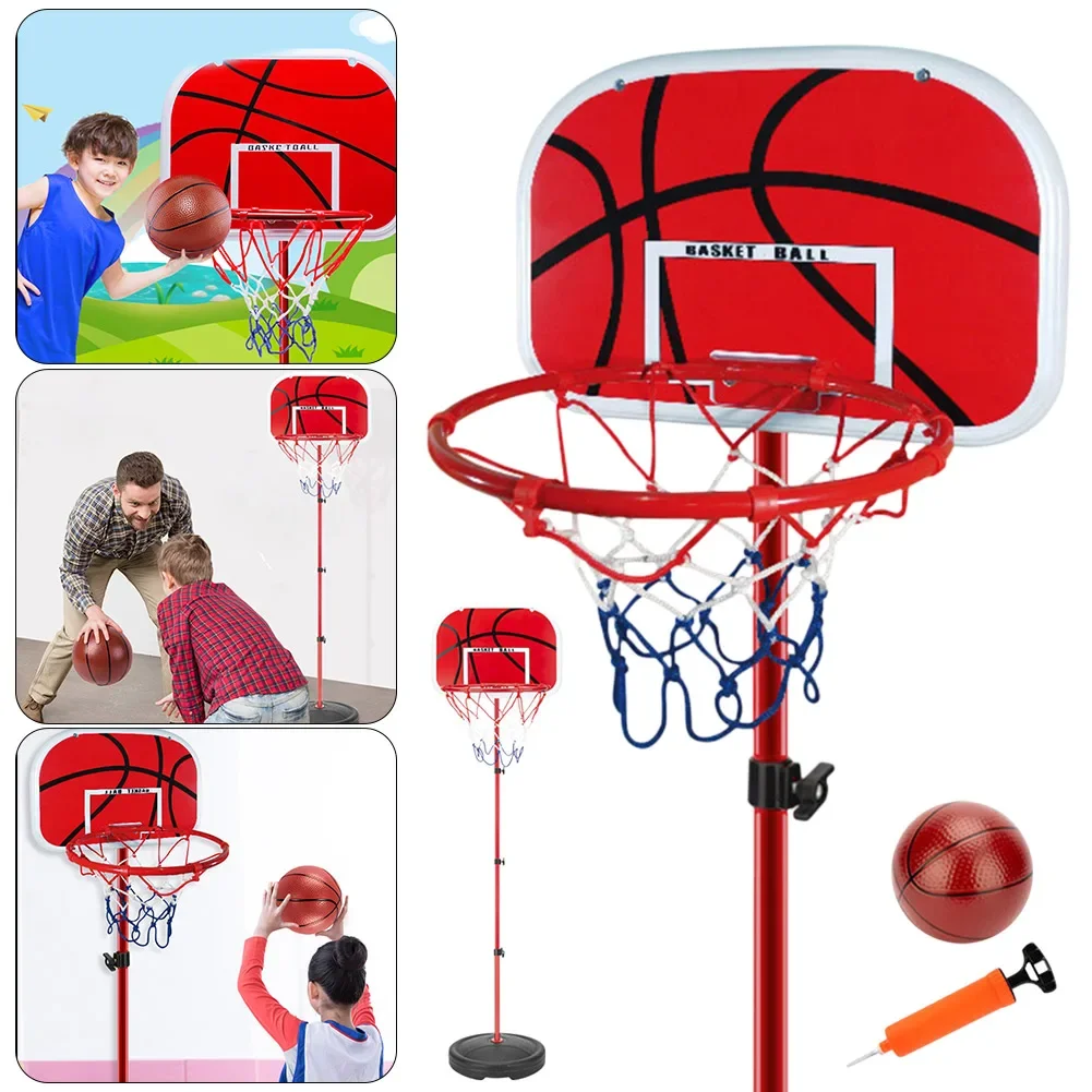 Mini-Basketballkorb mit Ball und Pumpe, tragbarer Basketballkorb, verstellbares Basketballkorb-Set, für drinnen und draußen, zum Spielen für Kinder Image