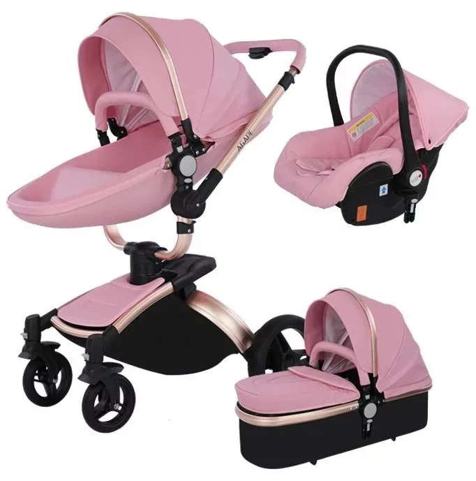 Neue Hohe Qualität baby stoller 3 /2 in 1 Baby Pram Hohe Landschaft Falten PU leder kinderwagen baby Wagen auto Neugeborenen kinderwagen Image