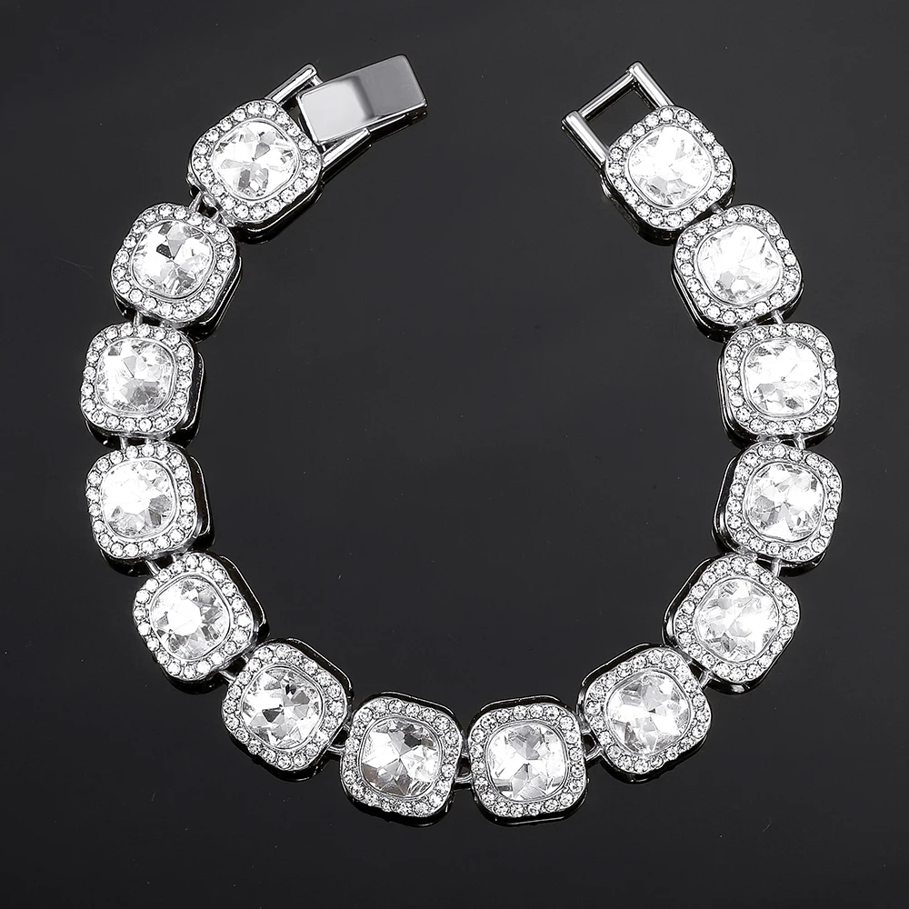 13mm Kristall Tennis Armband Iced Out Kette Armbänder Für Frauen Männer Bling Rosa Strass Hip Hop Dame Armband Mode schmuck