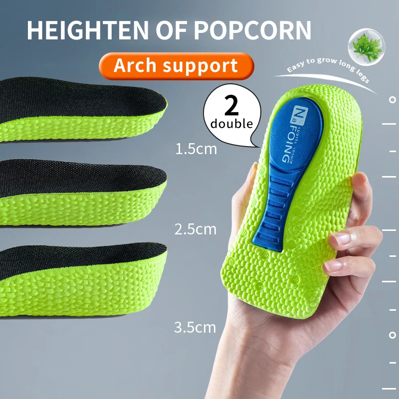 Memory Foam Höhe Erhöhen Einlegesohlen für Männer Frauen Schuhe Flache Füße Arch Support Orthopädische Einlegesohlen Turnschuhe Ferse Lift Schuh Pads