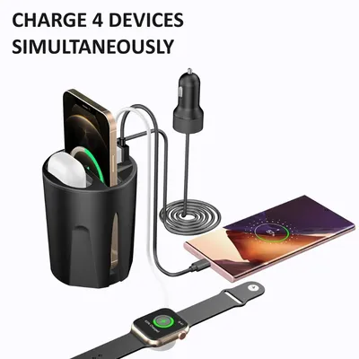 Auto Drahtlose Ladegerät Tasse Halter QI Drahtlose Auto Telefon Headset Ladegerät Schnelle Drahtlose Image