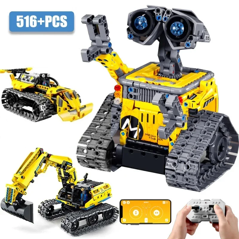 Technische 3 in 1 Stadt technik Auto Bagger Bulldozer verwandeln RC Roboter Modell Bausteine Ziegel Spielzeug für Kinder Geschenk Image