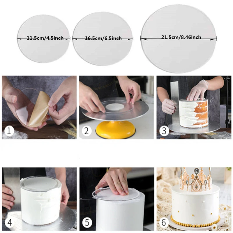 2PCS Wiederverwendbare Acryl Kuchen Disc Runde Alles Gute Zum Geburtstag Kuchen Grundplatte Blank Acryl Topper Für Layered Kuchen Dekorieren Werkzeuge Image