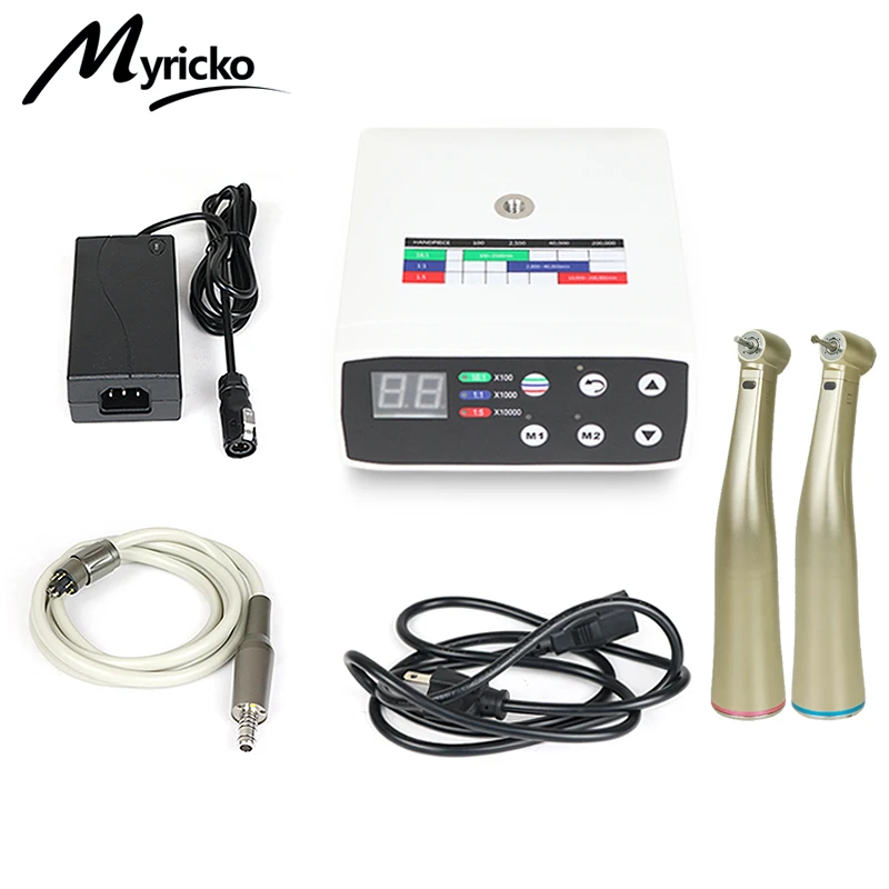 Myricko 1:5/Antik Glasfaser Gegenwinkel Dental Low Speed Red Rings Handstück Mikro motor Druckknopf Zahnmedizin Instrumenten werkzeuge Image