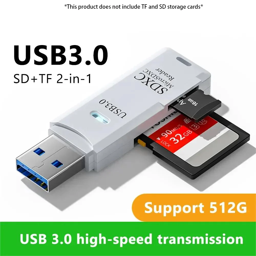 2-in-1-Multifunktions-USB-3.0-KartenleserMicro SD TFMemoryCardReaderUSBFlashDrive-KartenleserAdapter für PCLaptops Zubehör Image