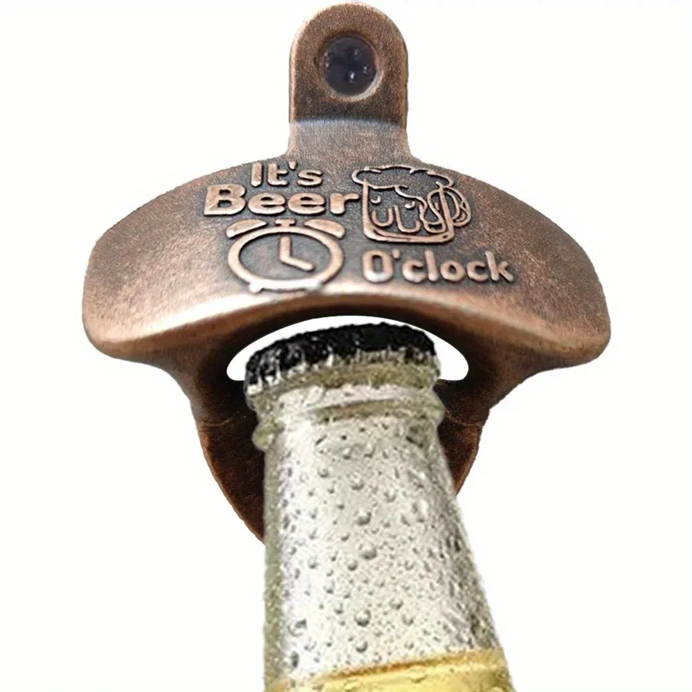 1 Stück It's Beer'O Uhr Flaschenöffner Wandmontage mit Schrauben Vintage Retro Bieröffner BBQ DIY Werkzeuge Bar Dekor Küchenhelfer Image