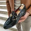 Schwarze Slipper Square Toe Slip-On Büro & Karriere hand gefertigte Männer Kleid Schuhe Größe 38-47