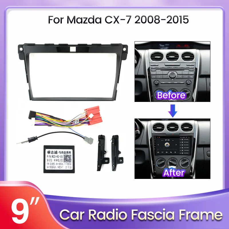 9 zoll Auto Radio Für Mazda CX7 CX-7 CX 7 2008-2015 Fascia Panel Dash Kit Installieren Facia konsole Lünette Adapter Platte Trim Rahmen Image