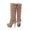 2021 Sexy Große Größe 34-43 kniehohe stiefel stiefel für frauen Dicke Sohle Plattform hohe ferse schuhe Winter herbst plattform stiefel 918