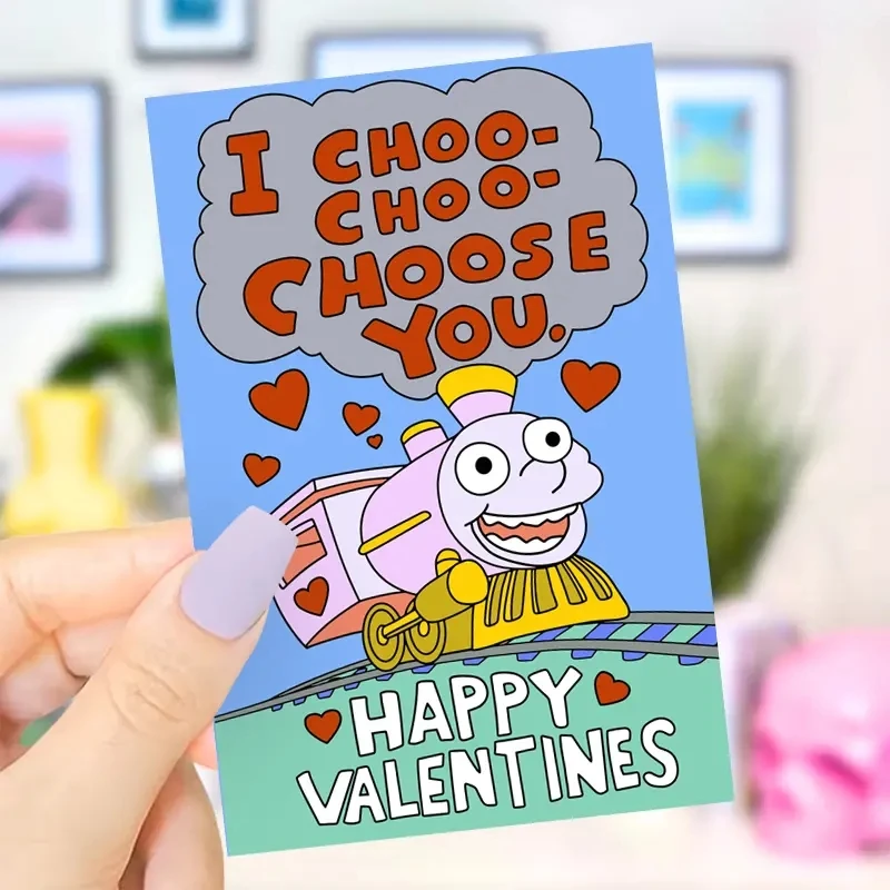 1 x süße Valentinstagskarte für Ihn, lustige Jubiläumskarte für Freund, Freundin „I Choo Choo Choose You“-Grußkarte Image