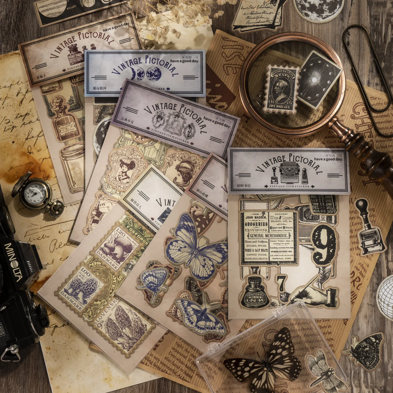 3 Blatt antike bildliche Vintage literarische Thema Reihe von Abfall Handbuch unten dekoratives Material DIY Handwerk liefert Briefpapier