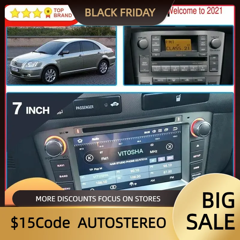Android 11,0 Für Toyota Avensis 2002-2008 T250 IPS Auto DVD Player Auto GPS Navigation multimedia radio band recorder kopf einheit Image