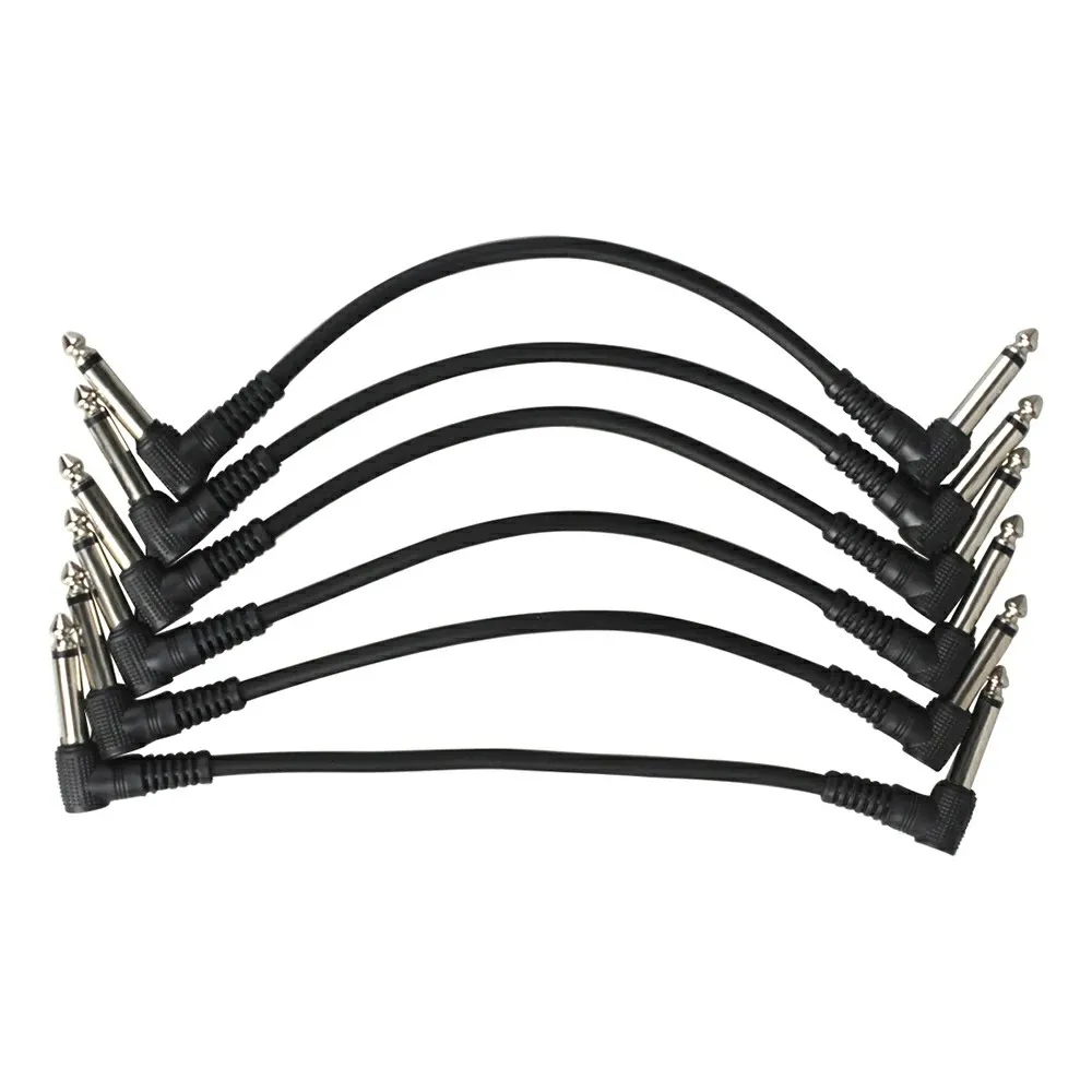 6Pcs Gitarre Effekt Pedal Kabel Verbindungsleitung 6,35 Mm Zu 6,35 Mm Audio Kabel 21Cm Rechtwinklig kabel Kupfer Draht Gitarre Zubehör Image