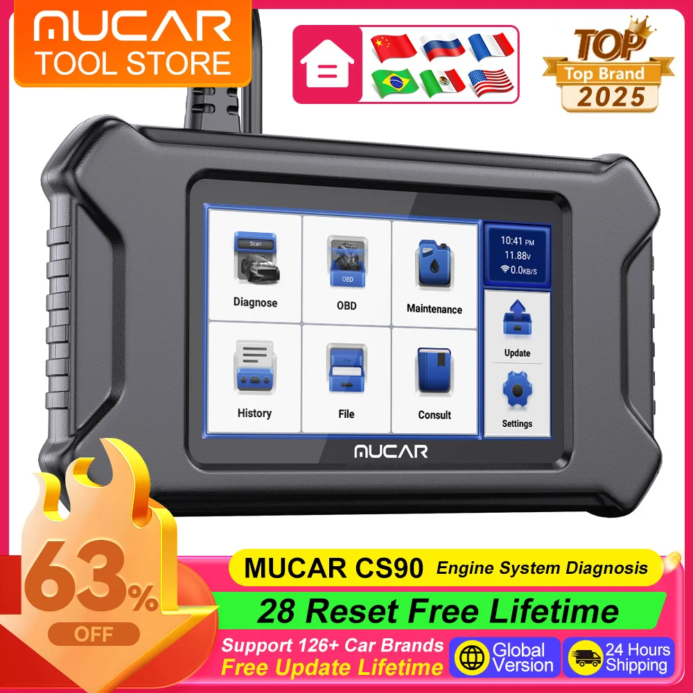 MUCAR CS90 CS4 CS5 CS6 Auto-Diagnosetool, lebenslanges kostenloses Update, Auto-Diagnosescanner, Auto-Vin-Lesegerät, Auto-Fehler-Codeleser Image
