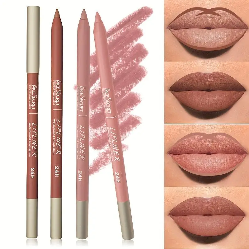 3 Stück nacktes Lip Liner Set matt wasserdichter Lippenstift glatter Lip Liner wasserdicht langlebiges Geschenkset für den täglichen Gebrauch Lippenstift Stift Image