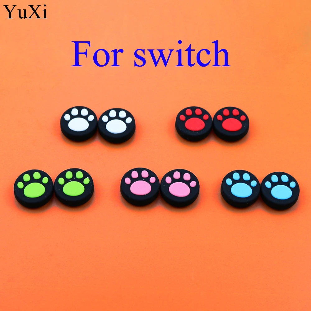 YuXi 1pc Silikon Katze Pfote Thumb-Stick Grip Caps Joystick-Taste Fall Abdeckung für Nintend Schalter NS Joy-Con Wii Gamepad Controller Image