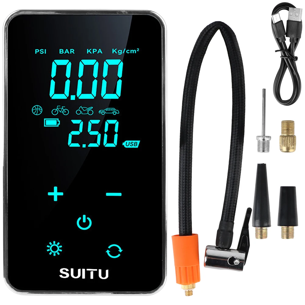 Tragbarer Luftkompressor, Auto-Inflator, 16 l/min, 150 PSI, digitale Akku-Pumpe, Fahrrad, Motorrad, Reifenfüller, 4000 mAh, Li-Batterie Image