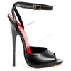 Schwarze Peep Toe Back Strap Sandalen 12 cm elegante Super High Heel Damenschuhe Sommerschuhe mattes Leder große Größe Zapatillas Mujer