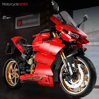 Technische Motorrad bausteine ducatied moc 42107 Lokomotive Modell mechanische Gruppe Ziegel Image