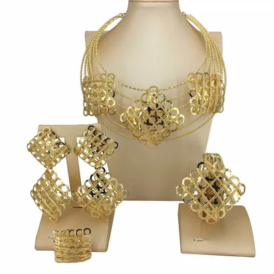 Latest Brazilian Jewelry Sets High Quality Big Jewelry for Women Party Gift FHK16028
