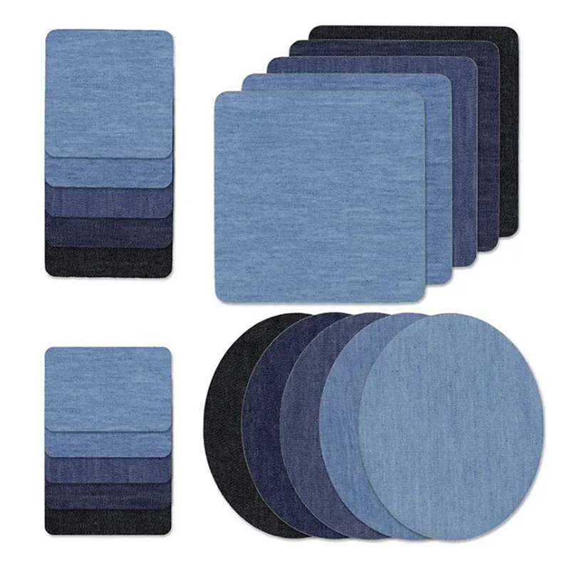 Neue rechteckige elliptische Klebepflaster im Denim-Schnitt, Paste zum Schneiden von Taschen, Ellenbogen, Hosen, Knieloch, Denim-Stück, selbstklebendes Pflaster Image