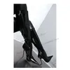 Kniehohe schwarze Lack leder sexy Stiefel dünne High Heel Frauen Schuhe Seite Reiß verschluss