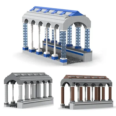 Moc Baustein Spielzeug Stadt Zug Tunnel Bahnhof Eingang Simulation Eisenbahn Gleis Transport DIY Ziegel Spielzeug für Jungen Image