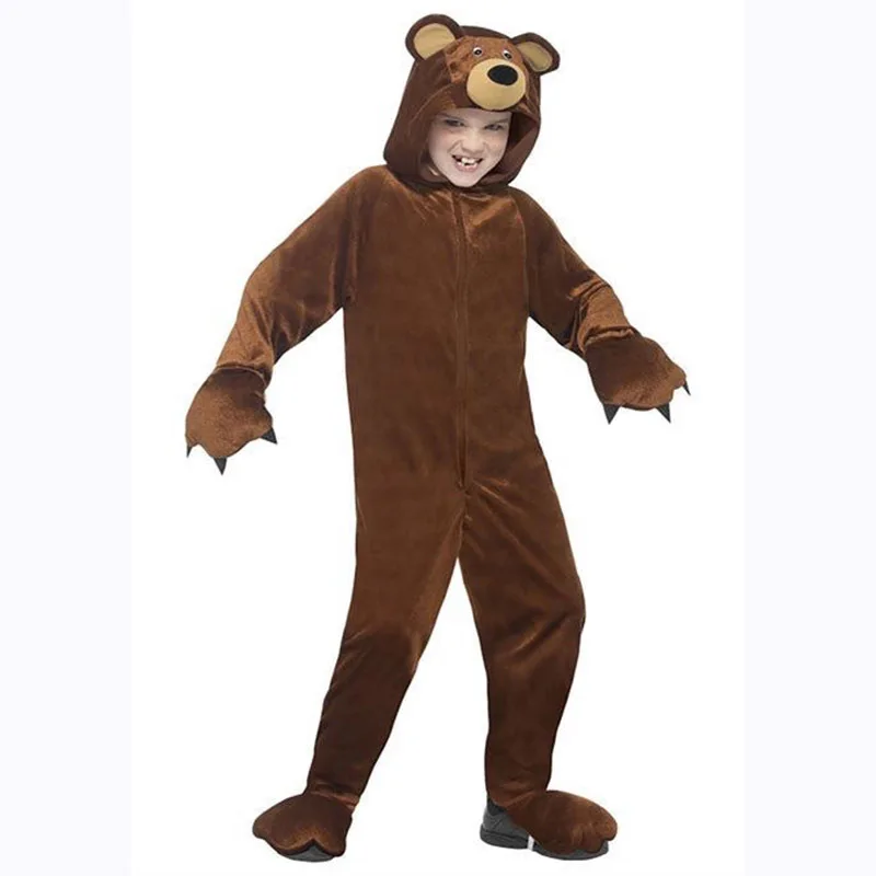 Kinder Cosplay Teddybär Kostüm Urlaub Party Schule Bühnen kostüme lustige Kapuze Stram pler Set Bühne Performance Kleidung Image