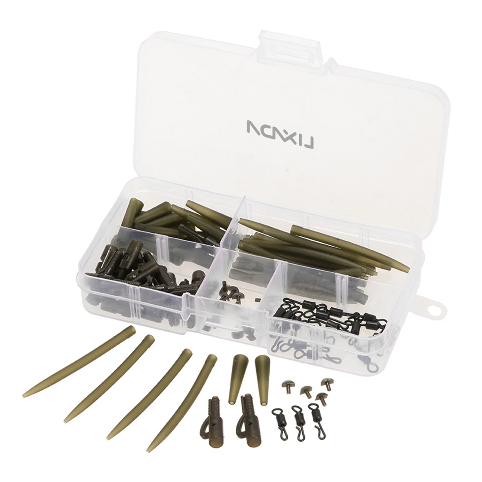 Lixada 100 stücke Terminal Karpfen Angel gerät Sicherheits blei Clips mit Stiften Schwanz Gummis chläuche Anti Tangle Hülsen Schnell wechsel Image