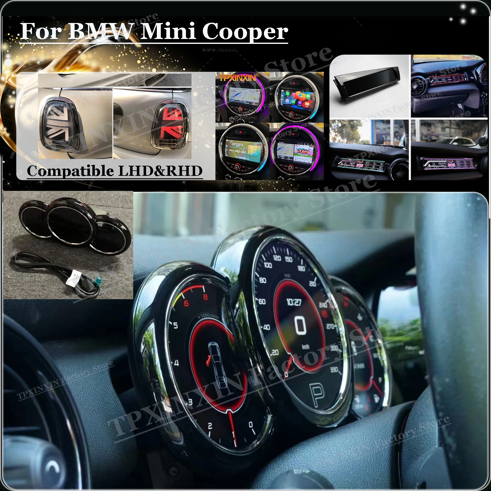 Digitales lcd dashboard panel virtuelles instrument cluster android für bmw mini cooper f56 2016 2023 2011-2015 center tachometer Image