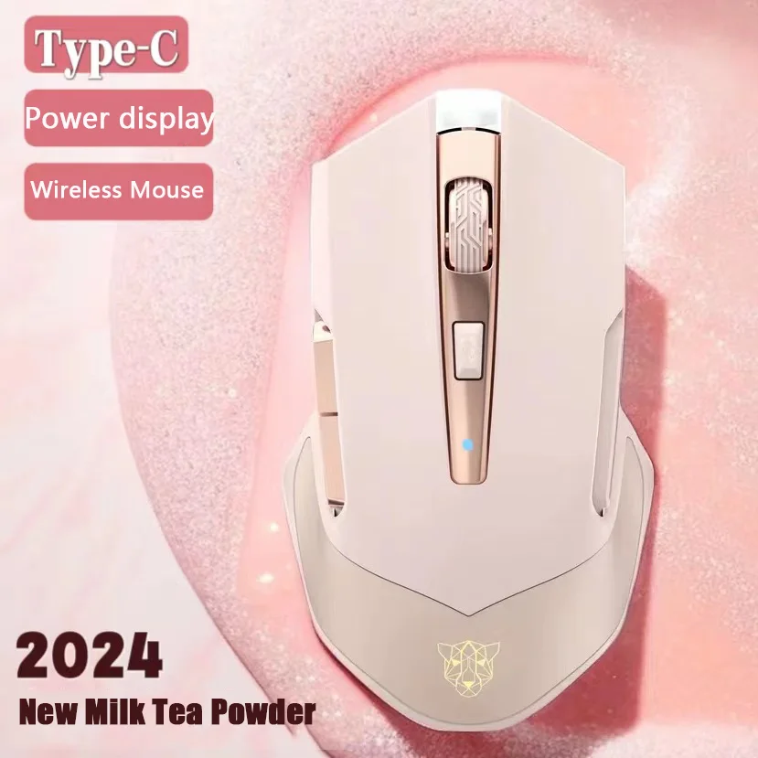 2024 neue 2,4g drahtlose Maus Typ-C Aufladen stille Gaming Maus Büro niedlichen rosa Pause Computer Laptop PC Mäuse für Mädchen Geschenk Image