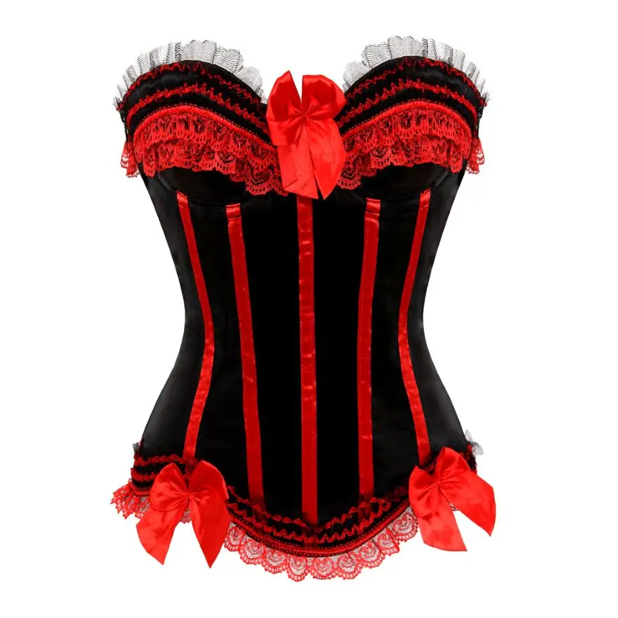 Korsetts für Frauen Top Gothic Spitzenbesatz Corsage Steampunk Vintage Sexy Overbust Bustier Burlesque Karneval Party Clubwear