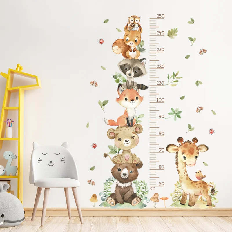 Selbstklebender Höhenwandaufkleber Giraffe Tier Kinder Höhenwachstumstabelle Wandaufkleber Kinderzimmer Selbstklebende Tapete