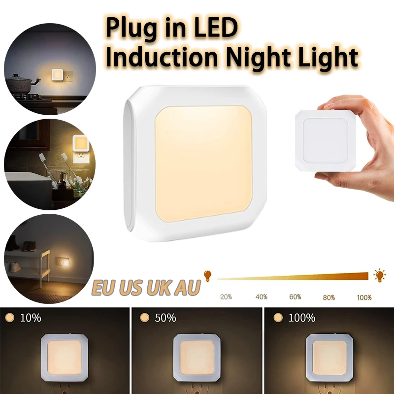 Mini-LED-Nachtlichter, Plug-in-Licht, dimmbare Lampen, energiesparende quadratische Lampe unter dem Schrank, Licht für Küche, Wohnzimmer, Gang, WC Image