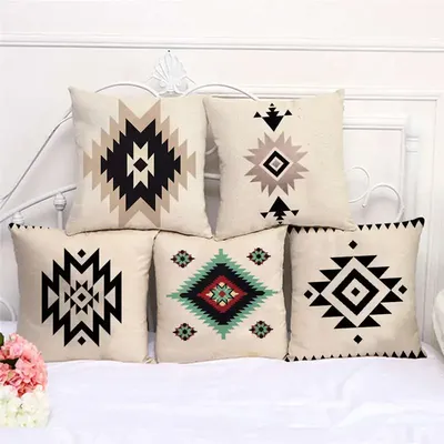 45x45cm Home Wohnzimmer Dekoration Leinen/Baumwolle Kissen bezug Kissen bezüge Bohemian Aztec Image