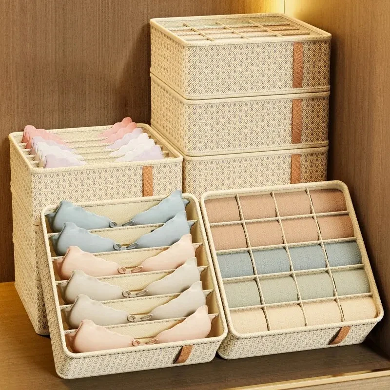 1 Stück Khaki/Weinrot Vlies Multi Grid Unterwäsche Socken Aufbewahrungsbox Haushalt Kleiderschrank Organisation und Aufbewahrung