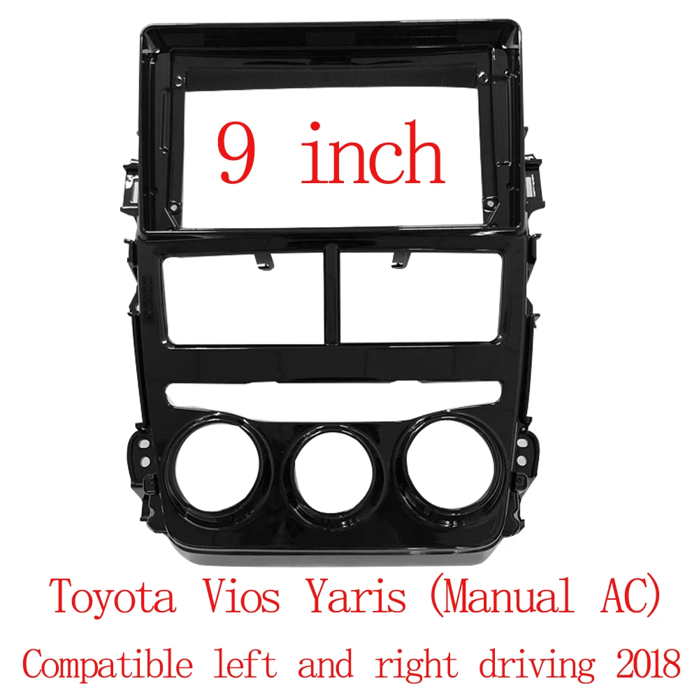 2 Din 9 Zoll Autoradio-Installations-DVD GPS MP5 Kunststoff-Blende-Panel-Rahmen für Toyota Vios Yaris (manuell AC) 2018 Armaturenbrett-Montagesatz Image